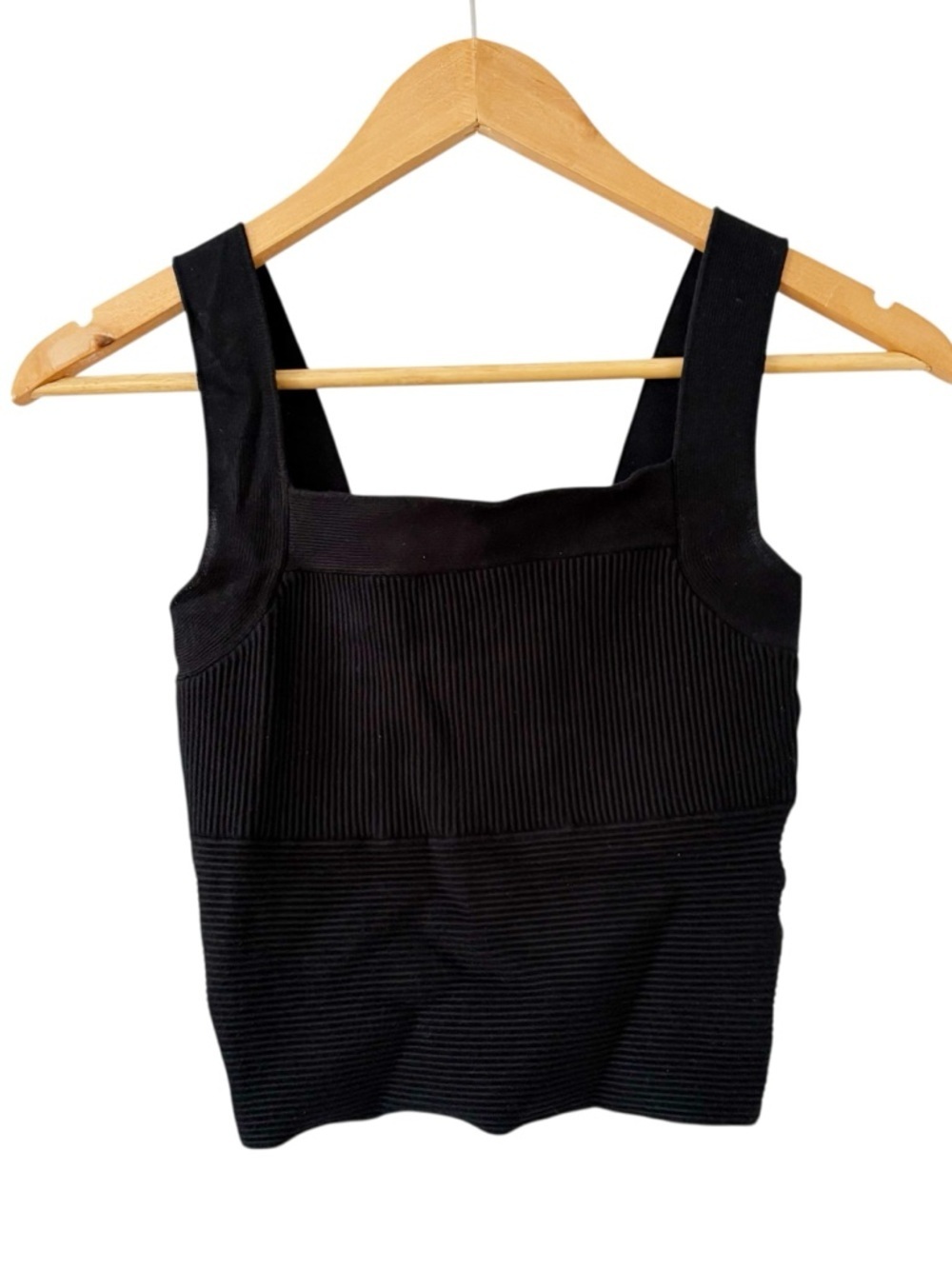 Abercrombie Fitch Black Square Neck Tank Top Small Cropped Ribbed Layering